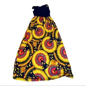 Maxi Dress with Gold and Navy Blue